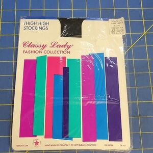 Classy Lady Fashion CollectionThigh High Stockings Jet Black Shoe Size 8.5 - 11